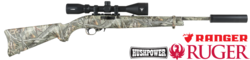 Buy 22 Ruger 10/22 Reaper Buck Camouflage Synthetic 18.5" with Ranger 4-12x42 Scope and Silencer in NZ New Zealand.